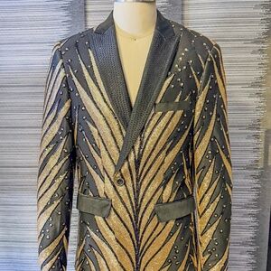 Spirit Black & Gold Sequin Statement Blazer – Size XL